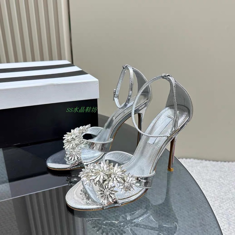 🌺ORDER 🌺 Giày Korea quai chéo hoa đá 10,5cm 35-39