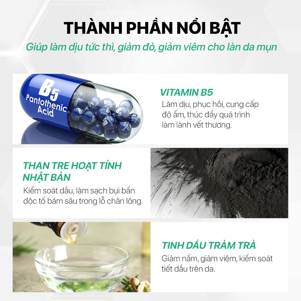 Sữa Rửa Mặt Than Tre Tràm Trà An Toàn Cho Bà Bầu pH 5.5, Không Sulfate, Kiềm Dầu, Ngừa Mụn Hiệu Quả GUO 100g