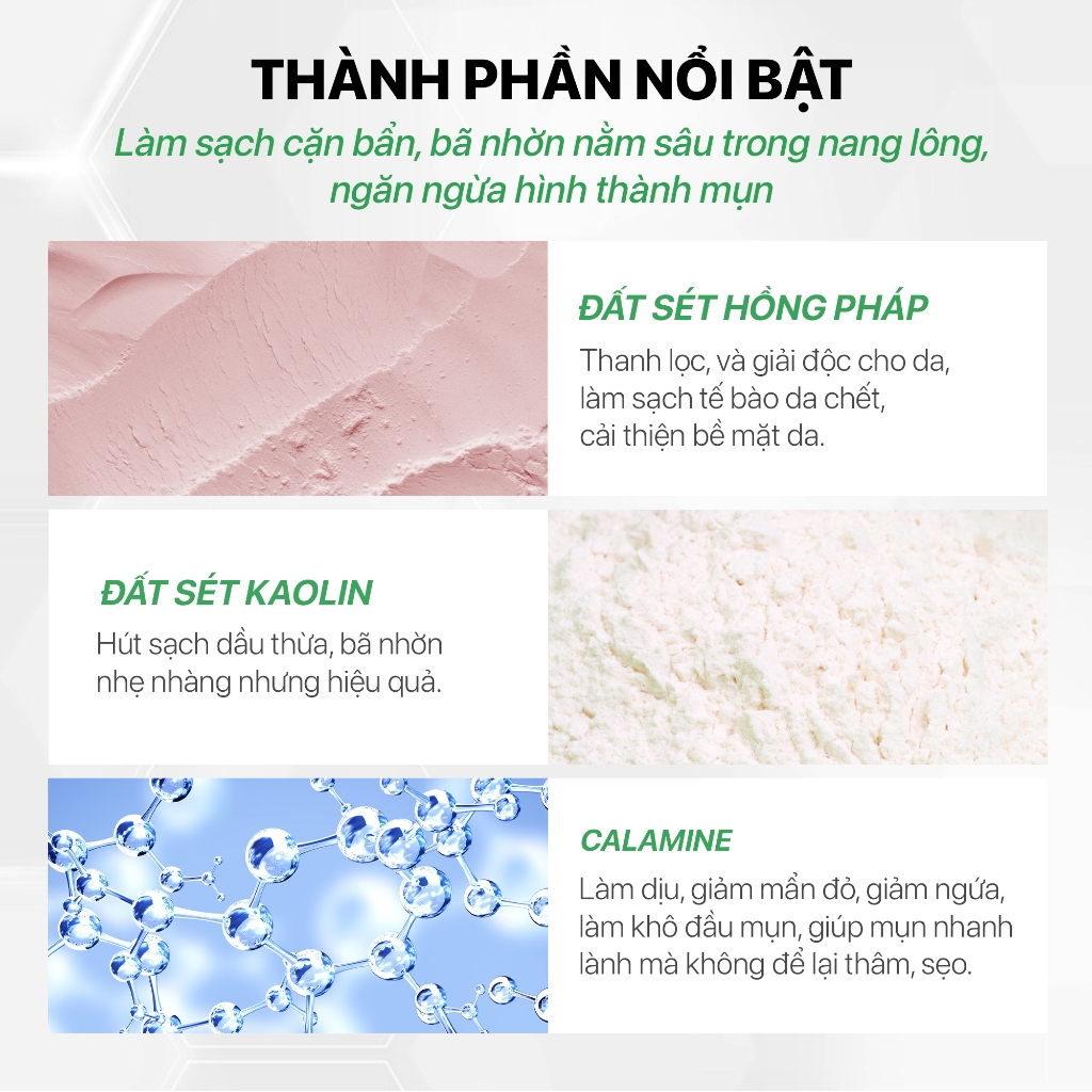 [Giảm mụn ẩn hiệu quả] Mặt Nạ Thải Độc Đất Sét Hồng Pháp Ngừa Mụn GUO -Detox Clay Mask 100gr