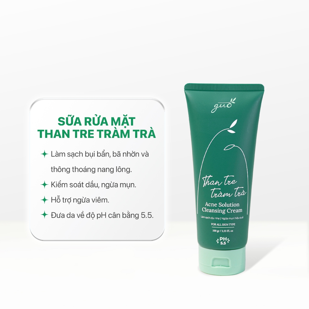 Sữa Rửa Mặt Than Tre Tràm Trà sạch dầu nhờn, ngừa mụn