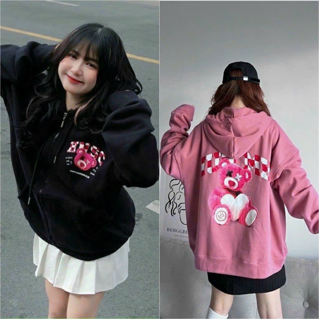 Áo nỉ hoodie GẤU , Áo nỉ hoodie unisex nam nữ form rộng oversize chất liệu Cotton kiểu dáng Hàn Quốc