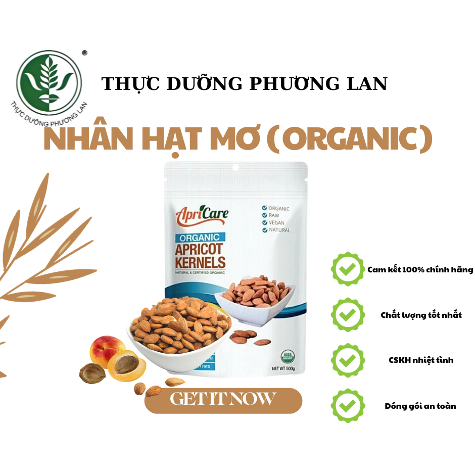 Nhân Hạt Mơ Hữu Cơ - Organic Apricot Kernels - Bịch 500g