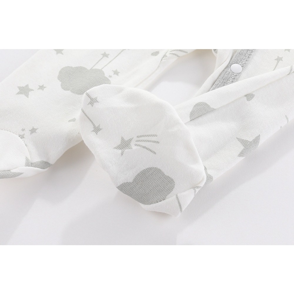 Body Liền Thân Dài Tay Liền Vớ Cúc Bấm Chéo Vải Thun Cotton Cho Bé Trai Bé Gái Sơ Sinh