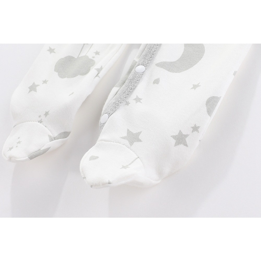 Body Liền Thân Dài Tay Liền Vớ Cúc Bấm Chéo Vải Thun Cotton Cho Bé Trai Bé Gái Sơ Sinh