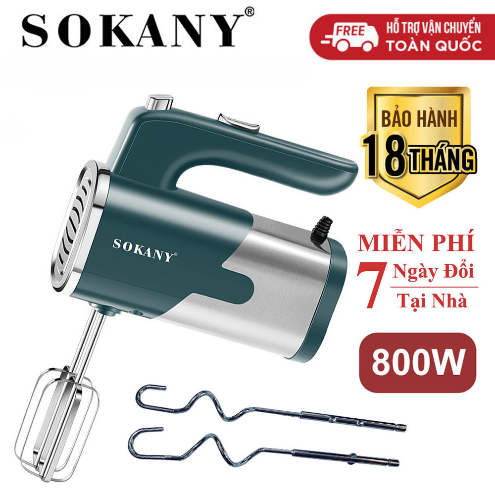 Máy Đánh Trứng Cầm Tay SOKANY SK6621- Máy Đánh Trứng, Tạo Bọt Cafe, Trộn Bột Làm Bánh Với Công Suất 800W Kèm 4 Đầu