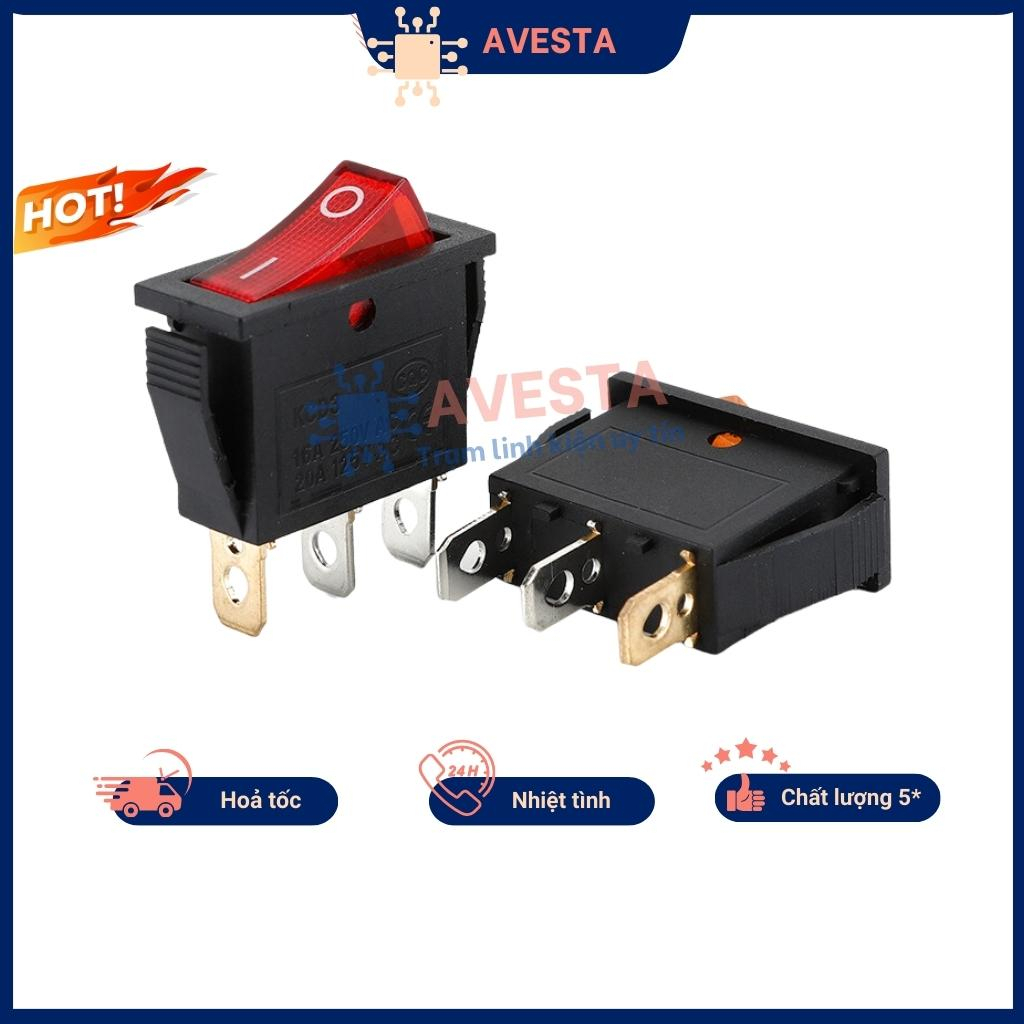 Công tắc KCD3 công tắc bập bênh 16A/250V 3P 13x31mm có đèn chính hãng avesta