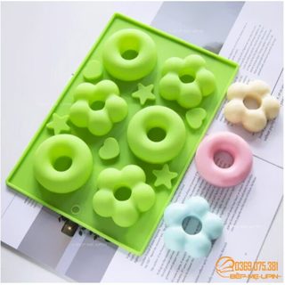 Khuôn silicon vỉ 6 bánh donut bông hoa