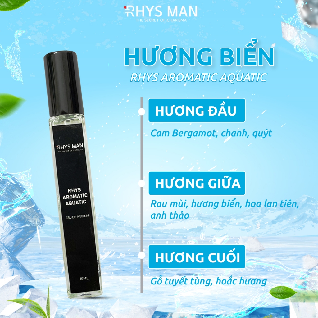 Nước hoa RHYS MAN Rhys Aromatic Aquatic hương biển tươi mát, thanh lịch 10ml