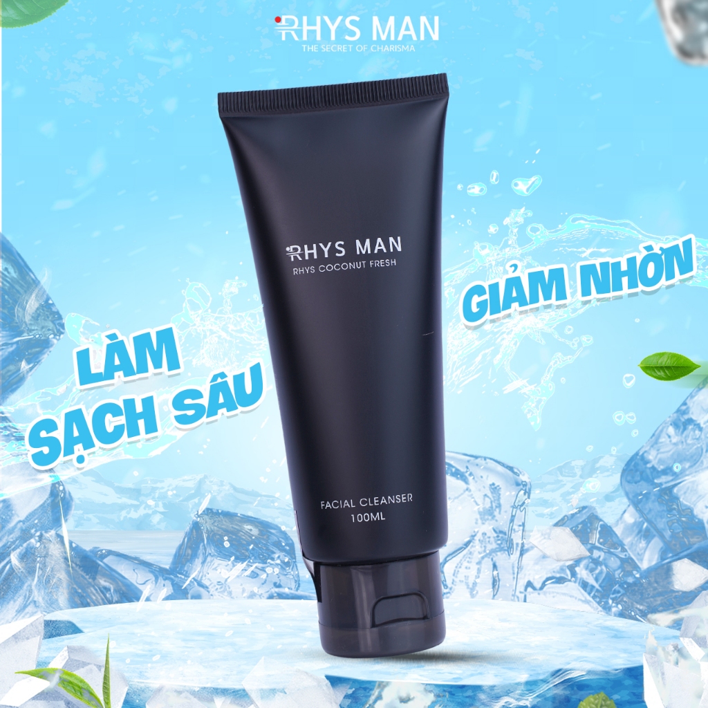 Sữa tắm gội nam RHYS MAN 3in1 350ml & Sữa rửa mặt nam hương dừa 100ml Rhys Coconut Fresh