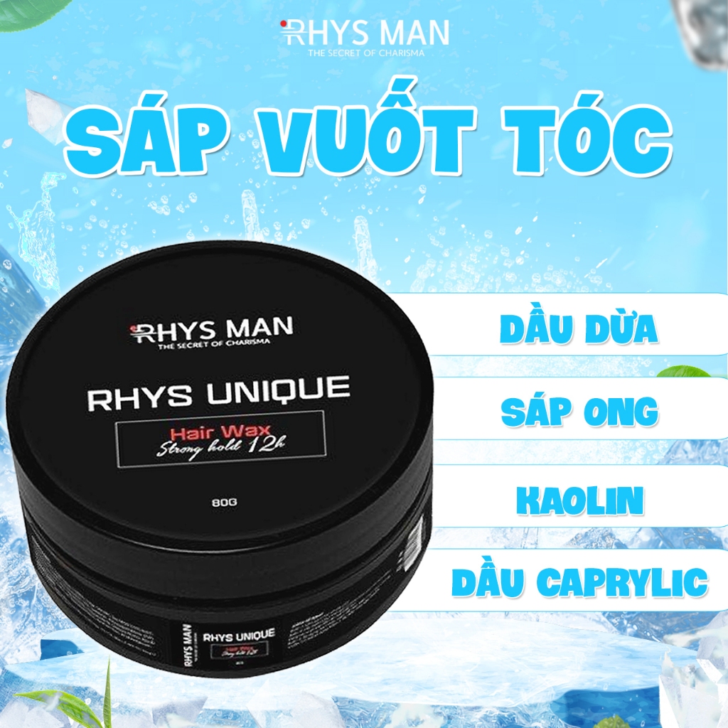 Sáp vuốt tóc nam RHYS MAN giữ nếp tạo kiểu tự nhiên Rhys Unique 80g