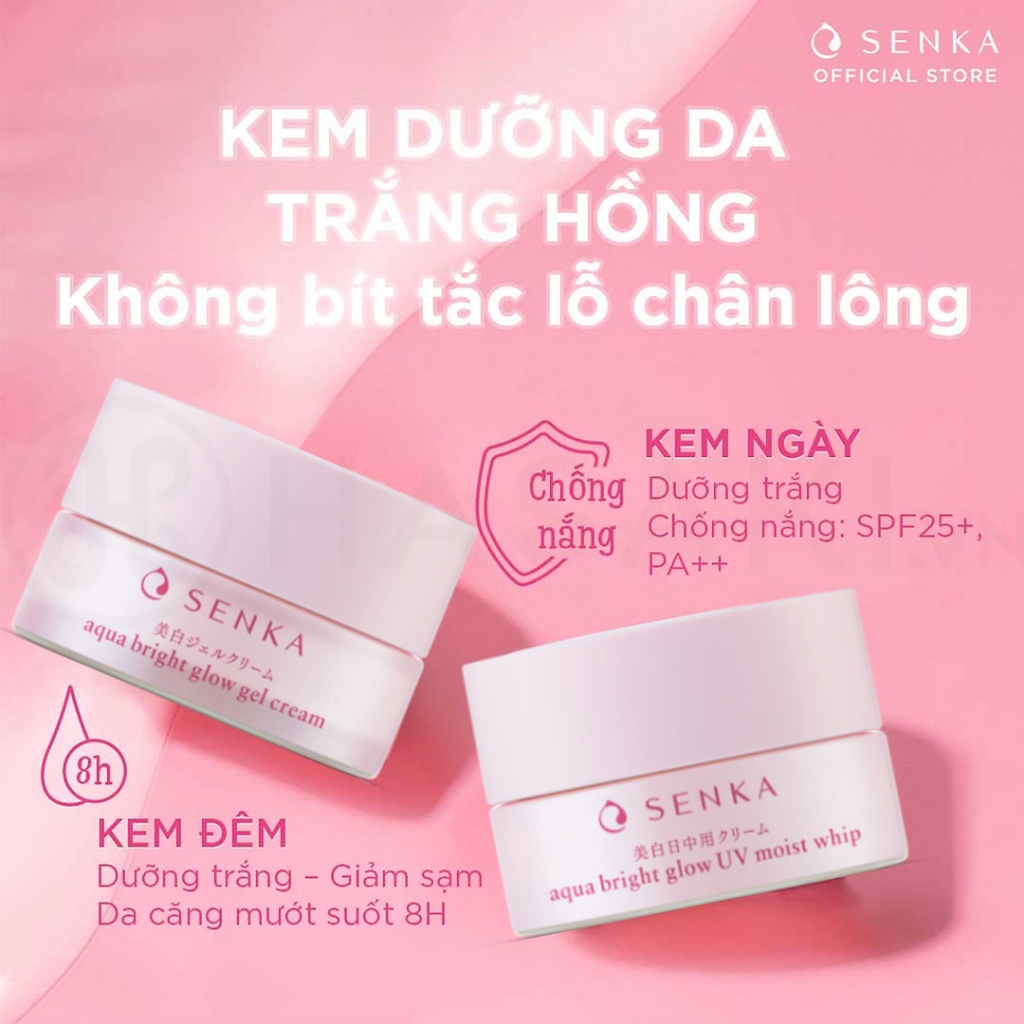 Kem dưỡng trắng ban đêm Senka Aqua Bright Glow Gel Cream 50g