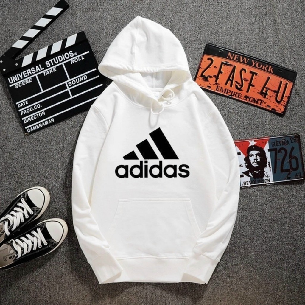 Áo nỉ nam hoodie in chữ Adidas, áo thu đông nam nữ dài tay vải nỉ phong cách