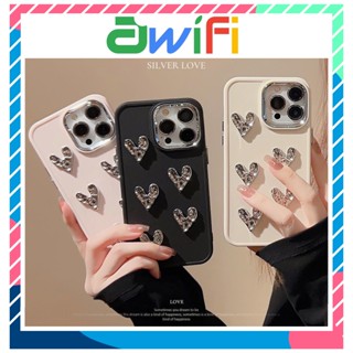Ốp lưng iphone viền camera kim loại gắn tim 3D 6/6splus/7/8/plus/x/xs/11/12/13/14/15/pro/max/plus/promax - Awifi F6-6