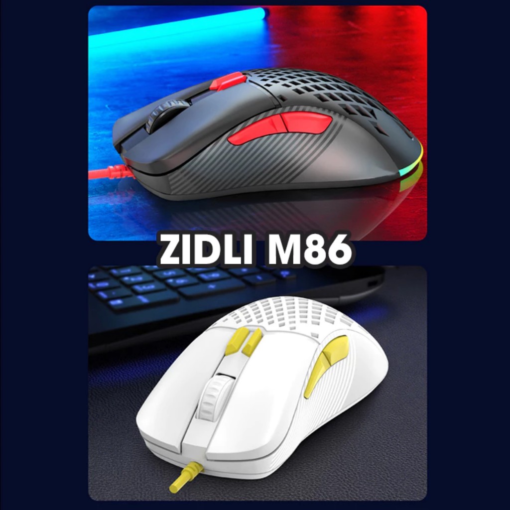 CHUỘT GAMING ZIDLI M80, M85, M86 DPI16000 siêu nhẹ 69G bảo hành 12 tháng