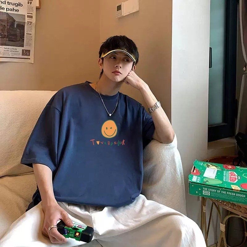 Áo thun tay lỡ có size unisex mặt cười