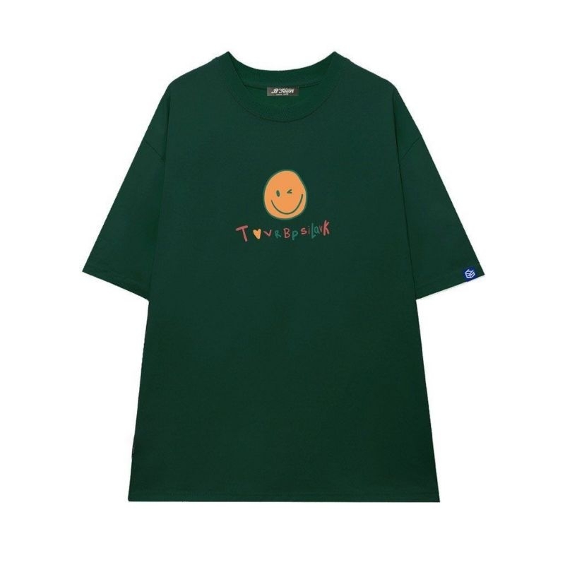 Áo thun tay lỡ có size unisex mặt cười