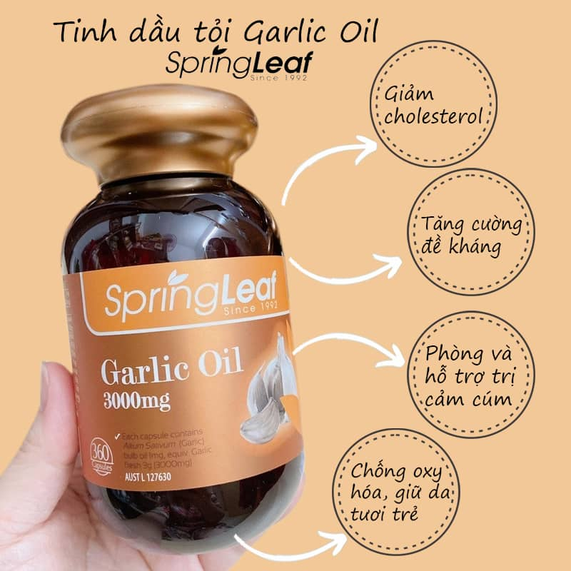 Viên Uống Tinh Dầu Tỏi Garlic Oil 3000mg SpringLeaf 360 Viên