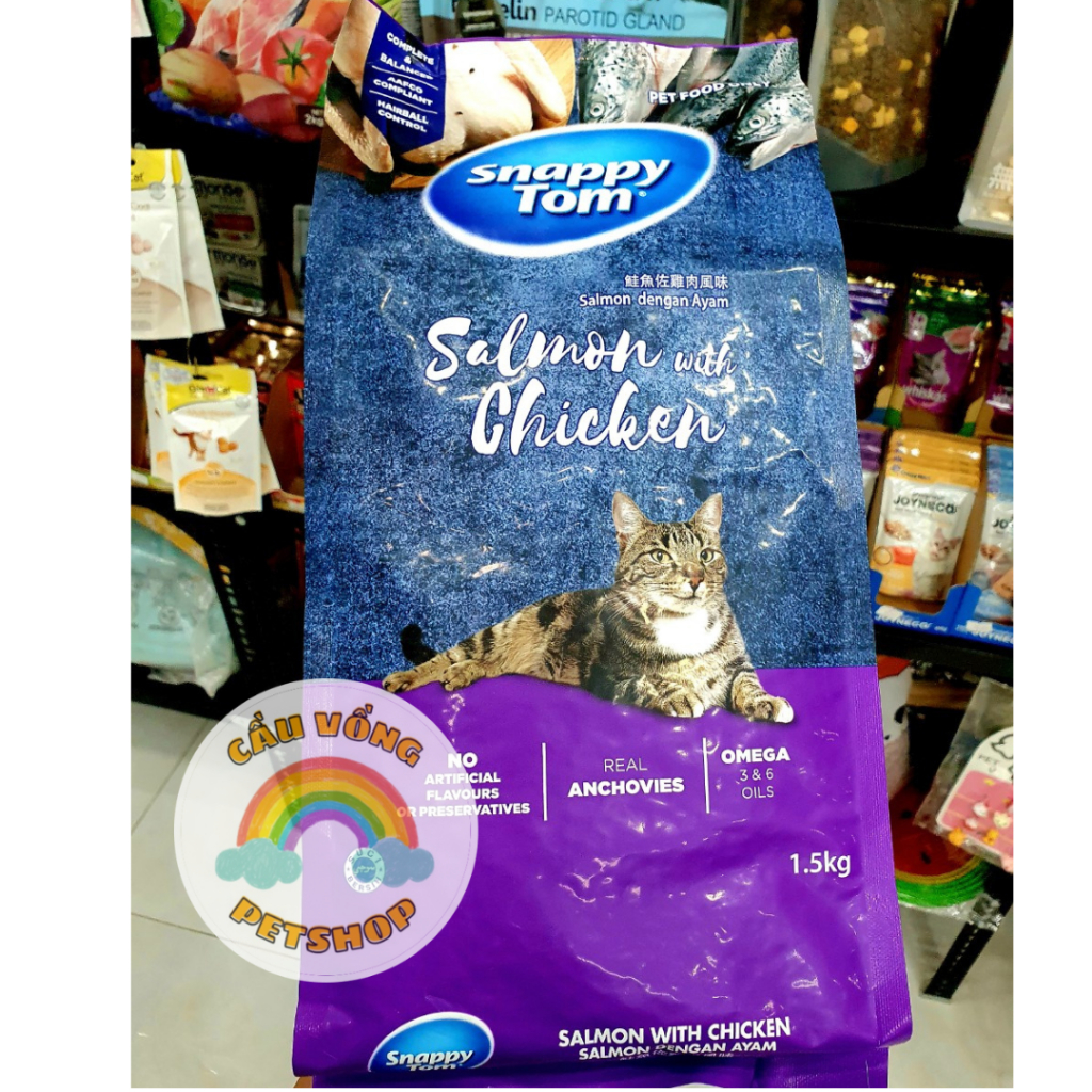 Hạt Cho Mèo SNAPPY TOM Mix Cá Cơm Thật Sấy Khô - Túi 1 kg / 1.5 kg