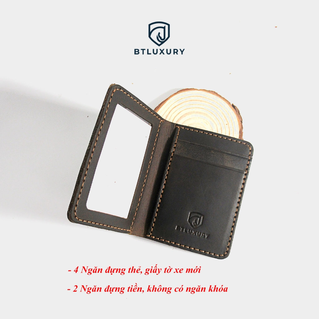Ví da sáp MORI, thiết kế nhỏ gọn, may thủ công, bảo hành 24 tháng, thương hiệu BTLUXURY