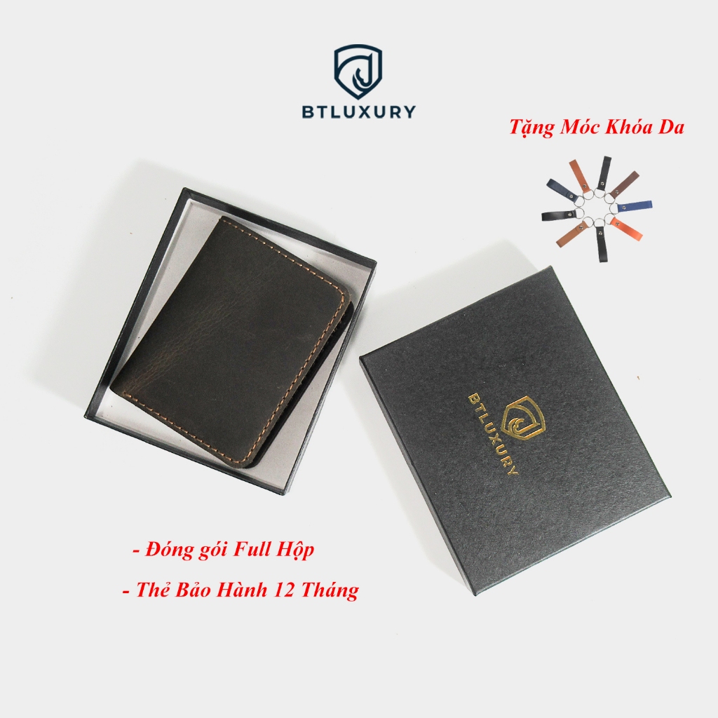 Ví da sáp MORI, thiết kế nhỏ gọn, may thủ công, bảo hành 24 tháng, thương hiệu BTLUXURY