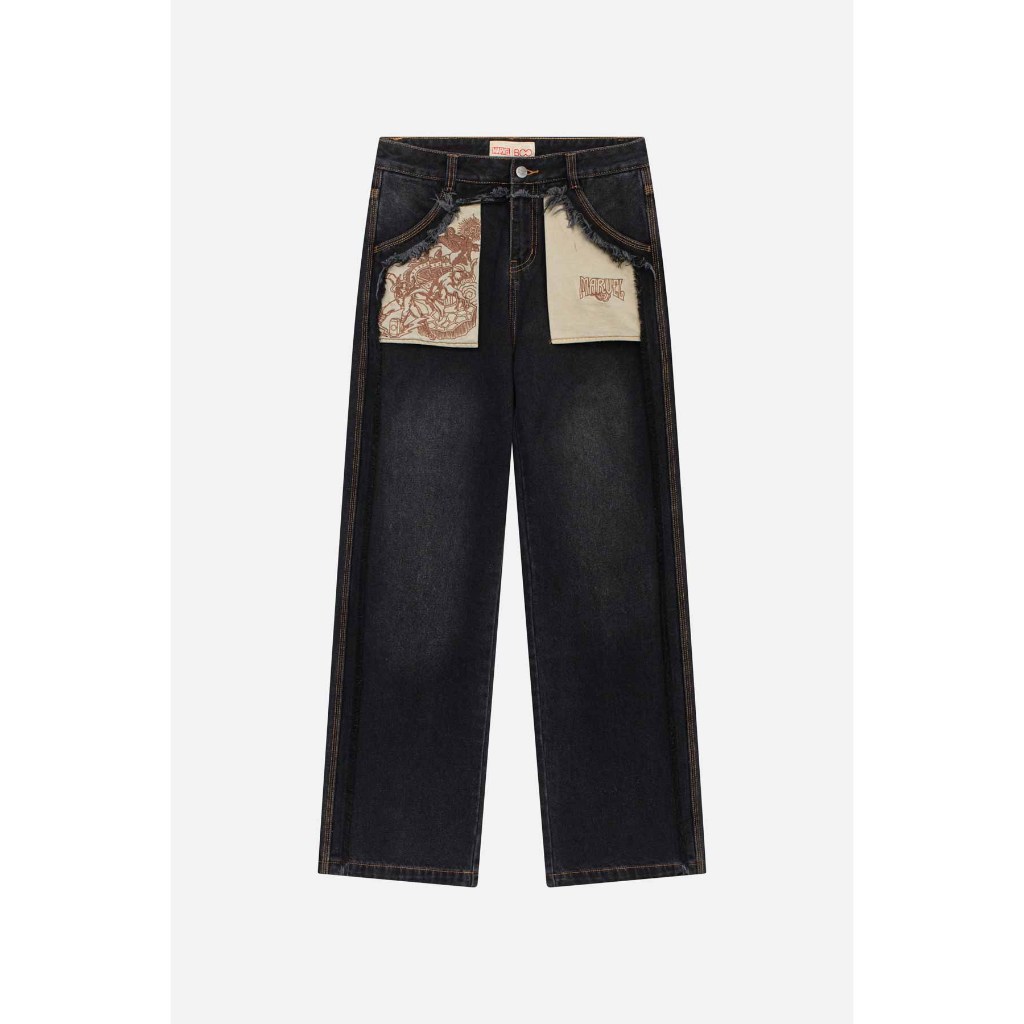 Quần Jeans Unisex BOO Dáng Straight In Marvel Go VIETNAM BZL