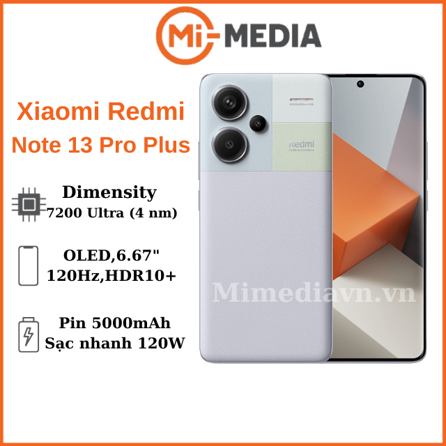 Điện thoại Xiaomi redmi note 13 pro plus Dimensity 7200 Ultra sạc nhanh 120W