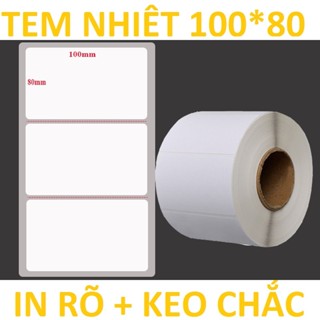 GIẤY IN NHIỆT DÁN ĐƯỢC 100x80 cuộn 50m in đơn hàng 100*80 in mã vạch phiếu ship phiếu vận chuyển