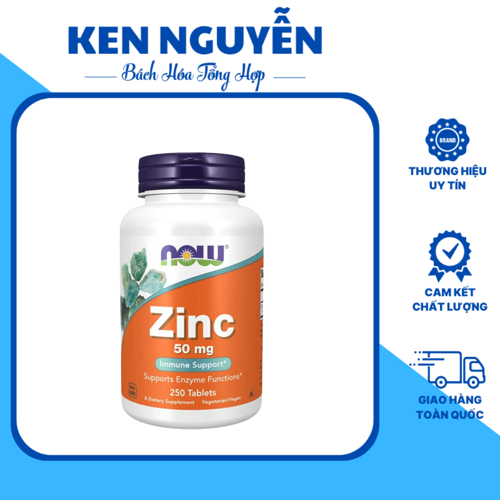 ZINC KẼM Giúp Tăng Test Giảm Mụn Tăng Sinh Lý Tăng Miễn Dịch Bảo Vệ Cơ Thể NOW ZINC 50MG