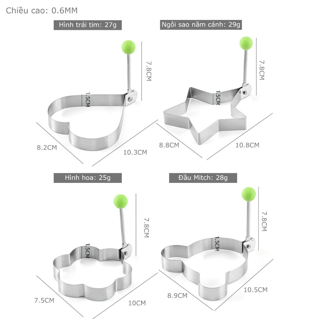 Khuôn rán trứng ốp la, bánh - Khay chiên tạo nhiều hình cute có núm cầm -BeloveShop