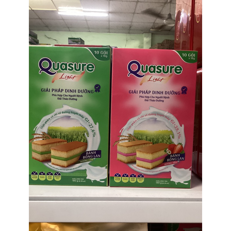 Bánh bông Lan Quasure Light Bibica hộp 180g.Giải pháp dinh dưỡng hợp lý cho người đái tháo đường
