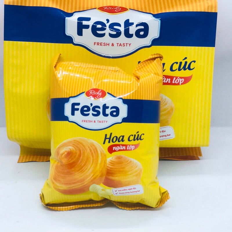 Bánh mì hoa cúc Ngàn lớp Fe’sta Richy túi 3 bánh 40g.Mềm ,tươi ngon và dễ ăn