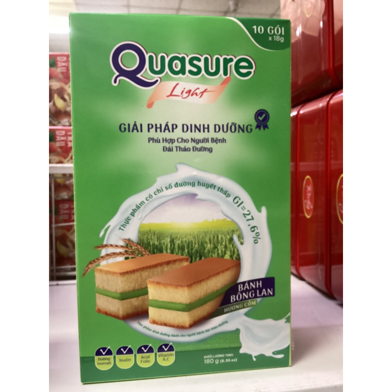 Bánh bông Lan Quasure Light Bibica hộp 180g.Giải pháp dinh dưỡng hợp lý cho người đái tháo đường