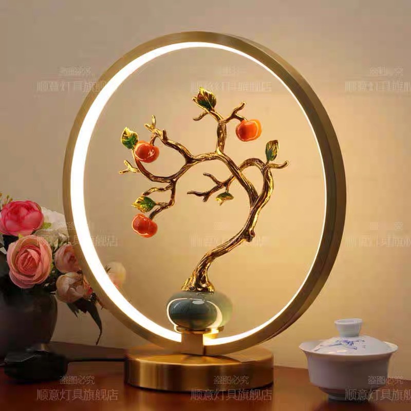 Đèn bàn Hoa Mộc Lan hiện đại trang trí ấm áp và lãng mạn - Đèn LED cảm ứng phòng ngủ cây thông bonsai sáng tạo