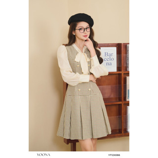 Đầm kẻ caro phong cách vintage chất text YOONA - YT12X086