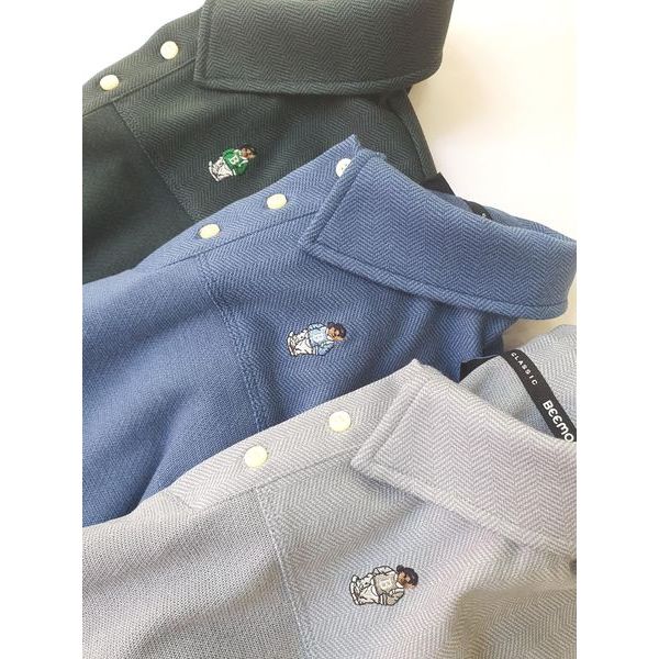 Áo polo dài tay bé trai BeeMon trơn logo gấu ngực