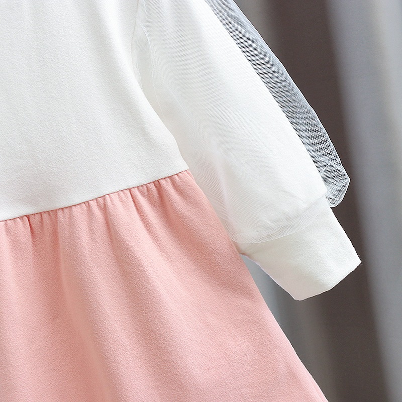 Váy bé gái giả yếm tay dài thun cotton cao cấp phong cách Hàn D902