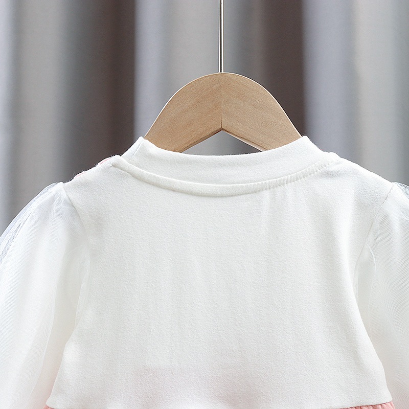Váy bé gái giả yếm tay dài thun cotton cao cấp phong cách Hàn D902