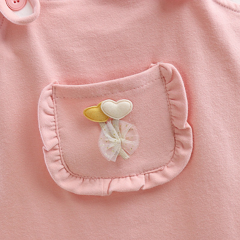 Váy bé gái giả yếm tay dài thun cotton cao cấp phong cách Hàn D902