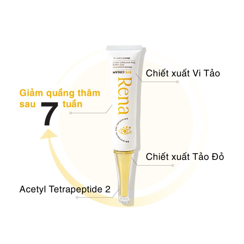 Kem giảm thâm mắt Rena Abera giúp giảm thâm mắt, bọng mắt, nếp nhăn vùng mắt, làm cho vùng da mắt sáng mịn