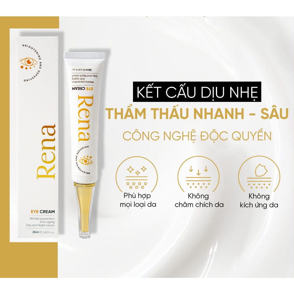Kem giảm thâm mắt Rena Abera giúp giảm thâm mắt, bọng mắt, nếp nhăn vùng mắt, làm cho vùng da mắt sáng mịn