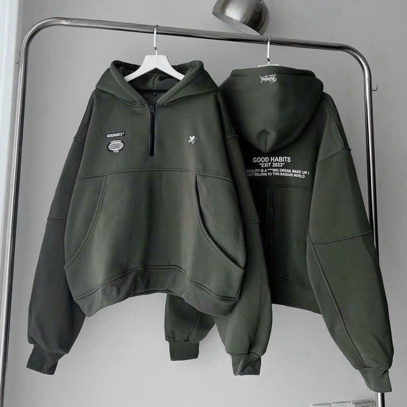 Áo hoodie Good Habits form lửng, Áo nỉ dày dặn thời trang siêu đẹp