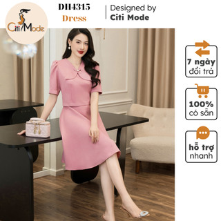 Đầm công sở CITI MODE FASHION thiết kế dáng xoè hồng giả set tay lỡ phối nơ DH4315