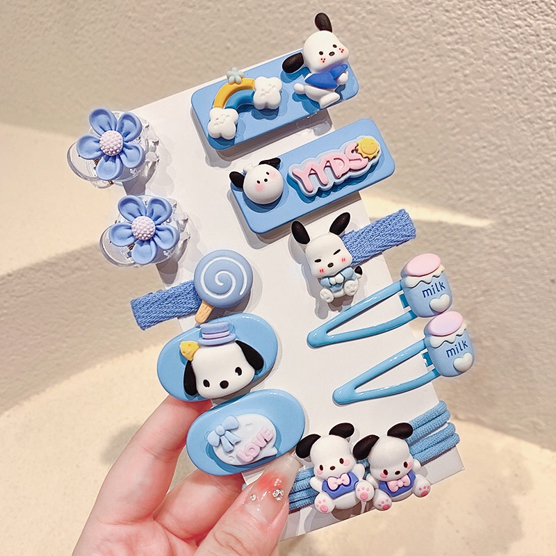 Set 12 kẹp tóc + 2 dây buột tóc phong cách Hàn Quốc đáng yêu cho bé