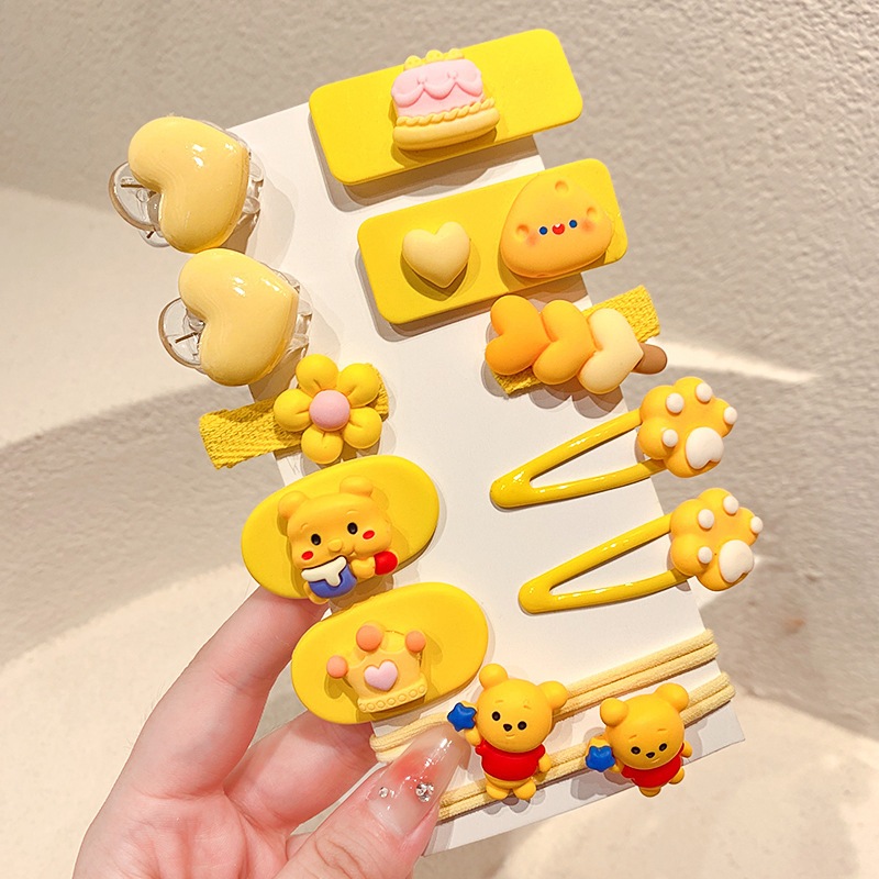Set 12 kẹp tóc + 2 dây buột tóc phong cách Hàn Quốc đáng yêu cho bé