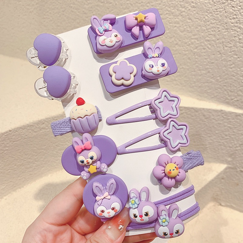 Set 12 kẹp tóc + 2 dây buột tóc phong cách Hàn Quốc đáng yêu cho bé