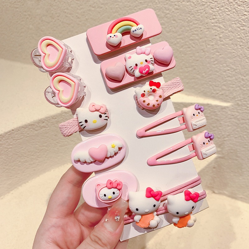Set 12 kẹp tóc + 2 dây buột tóc phong cách Hàn Quốc đáng yêu cho bé