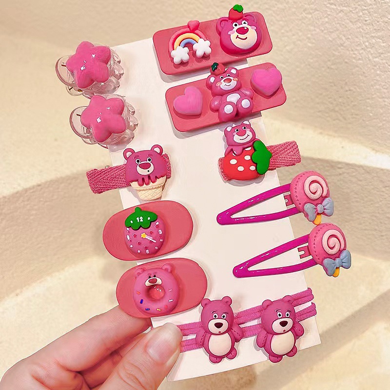 Set 12 kẹp tóc + 2 dây buột tóc phong cách Hàn Quốc đáng yêu cho bé