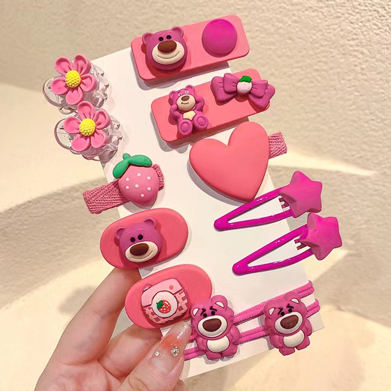 Set 12 kẹp tóc + 2 dây buột tóc phong cách Hàn Quốc đáng yêu cho bé