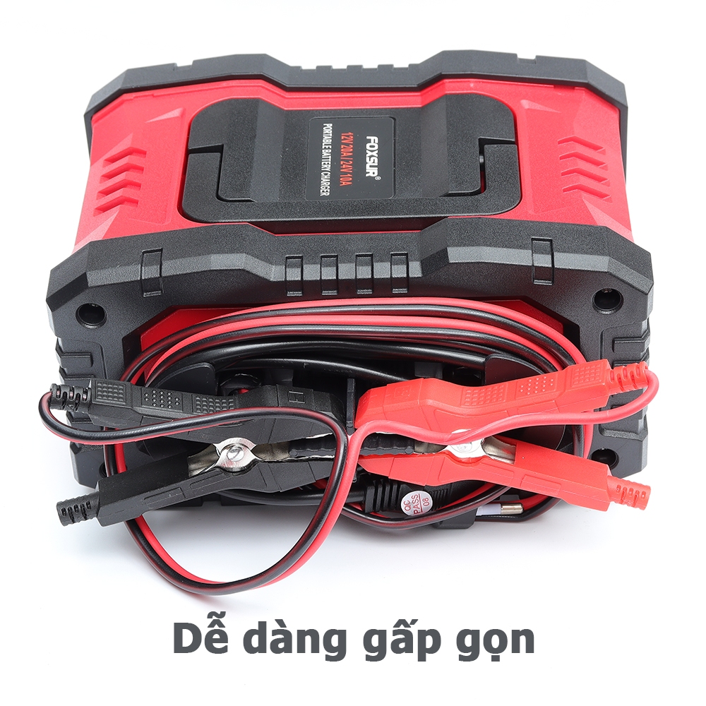 Sạc bình ắc quy FOXSUR 20A  sạc bình ô tô xe máy xe tải pin sắt LiFePO4 tự ngắt