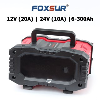 Sạc bình ắc quy FOXSUR 20A (12V 24V 6Ah - 300Ah) sạc bình ô tô xe máy xe tải pin sắt LiFePO4 tự ngắt